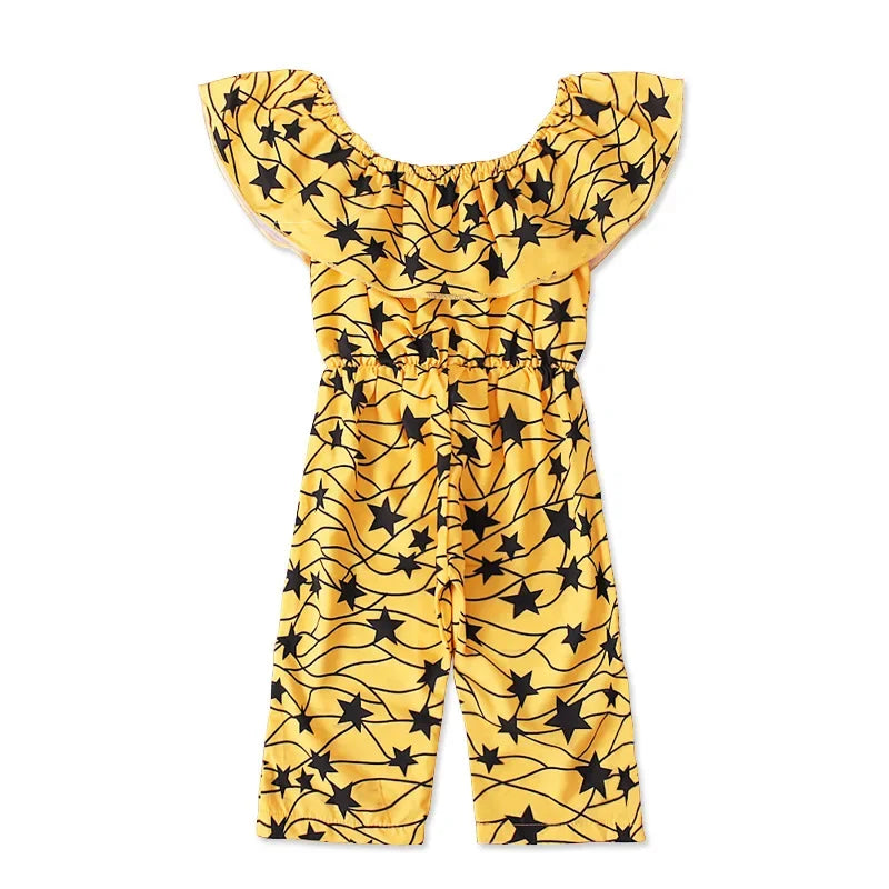 Summer African Children Printing Short Sleeveless Long Jumpsuit