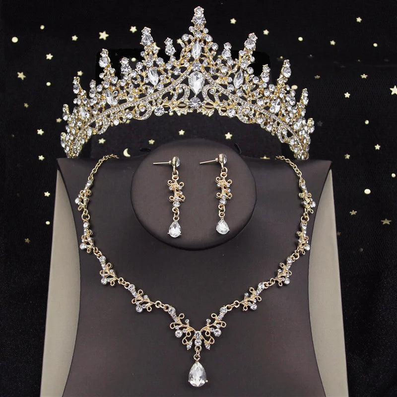 New Luxury Silver Color Crystal Water Bridal Jewelry Sets