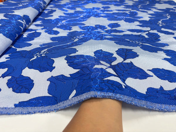 New Royal Blue Nigerian Brocade Jacquard Lace Fabric