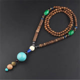 New Style Feather Elephant Wood Beaded Stone Necklace