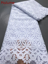 New White African Guipure Cord Lace Fabric