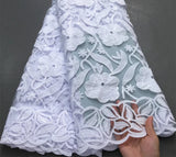 High Quality Nigerian White Mesh Embroidery Lace Fabric