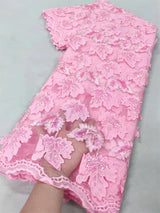 High Quality  Net Chiffon Beaded Sequence Lace Fabric