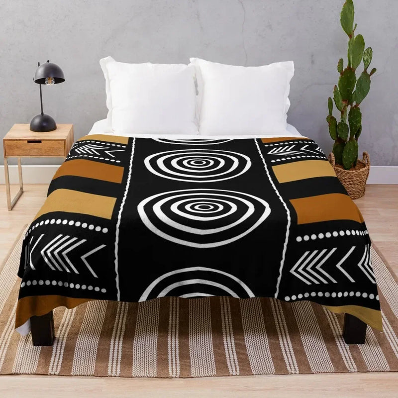 African Mud Artwork Throw Blanket