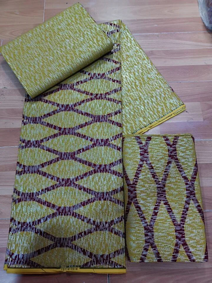 Ankara African Kente Gold Real Wax Fabric