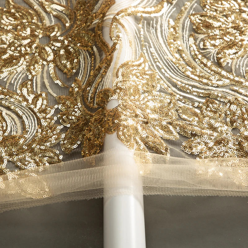 High Quality African Sequined Lace Fabric