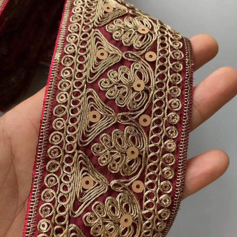 New Red Gold Thread Lace