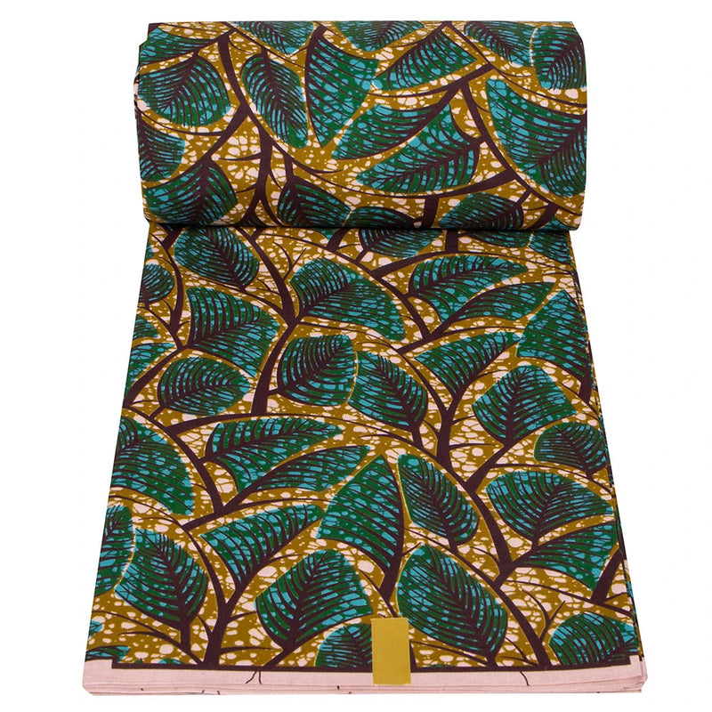 Ankara African Print Leaf Pattern Real Wax