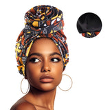 Woman African Satin Lined Turban Big Flower Hat