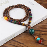 New Style Feather Elephant Wood Beaded Stone Necklace