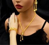 New Indian 24k Gold Color Long Chain Jewelry Sets