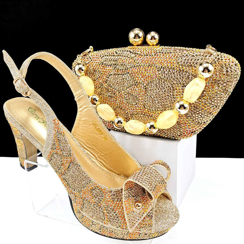 New Fashion Design African Style Banquet Shoes And Bag