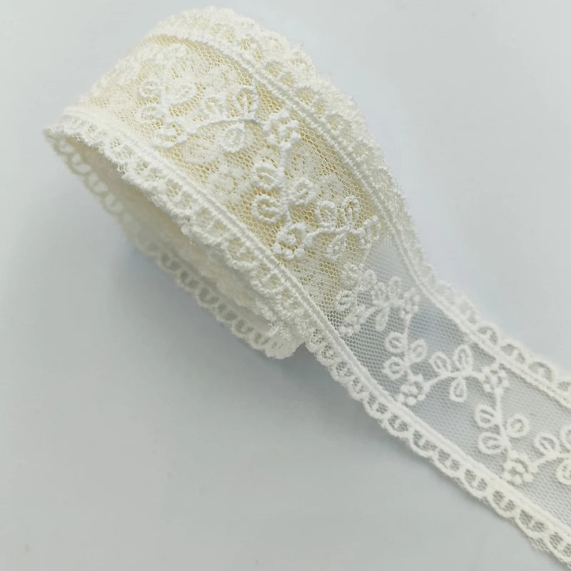 3.6 cm Length 270 cm DIY White Beige Embroidery Lace