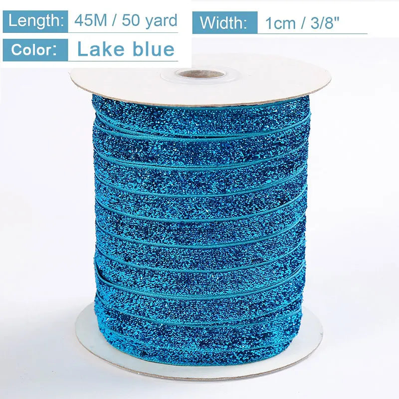 50Yards Metallic Glitter Velvet Ribbon