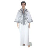 Women dashiki soft embroidery long dress