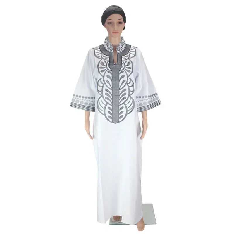 Women dashiki soft embroidery long dress