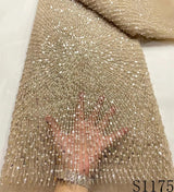 New Luxury Nigerian Sequins Beads Lace Fabric