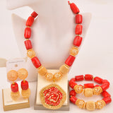 Original Orange Coral Beads Necklace Set