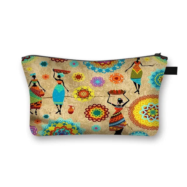 African Woman Print Cosmetic Bag