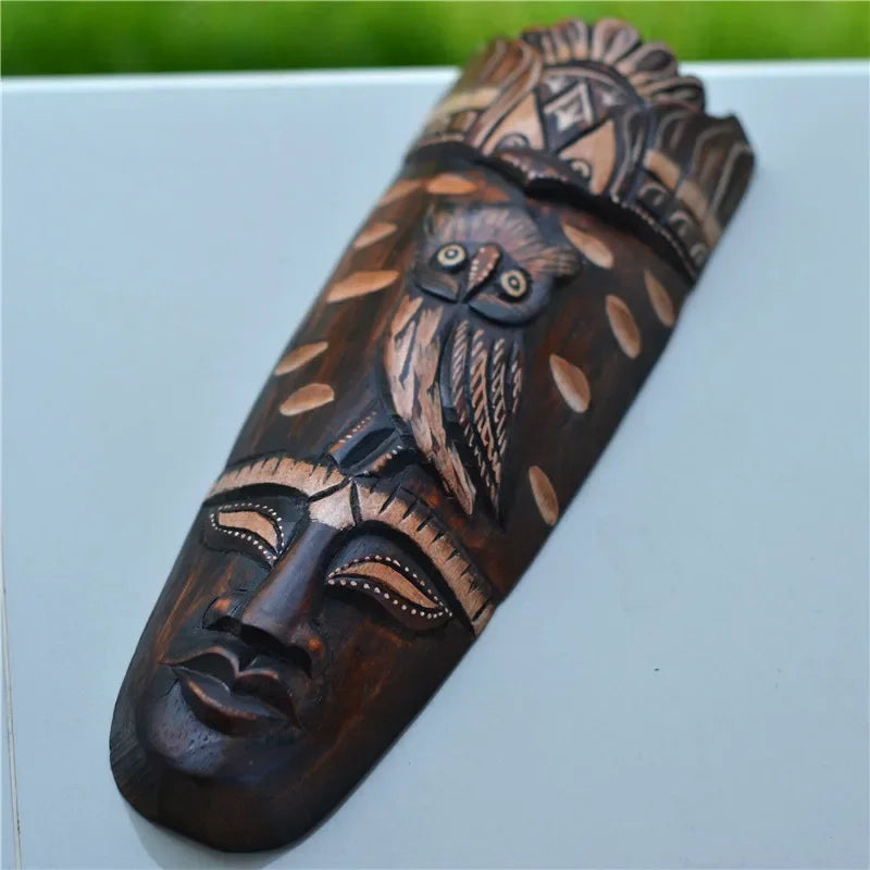 Thai solid wood carving African mask decoration