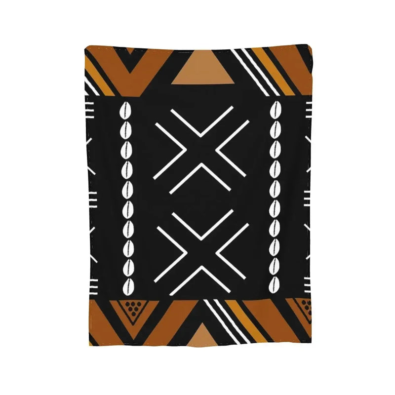 African Bogolan Mudcloth Pattern Blanket