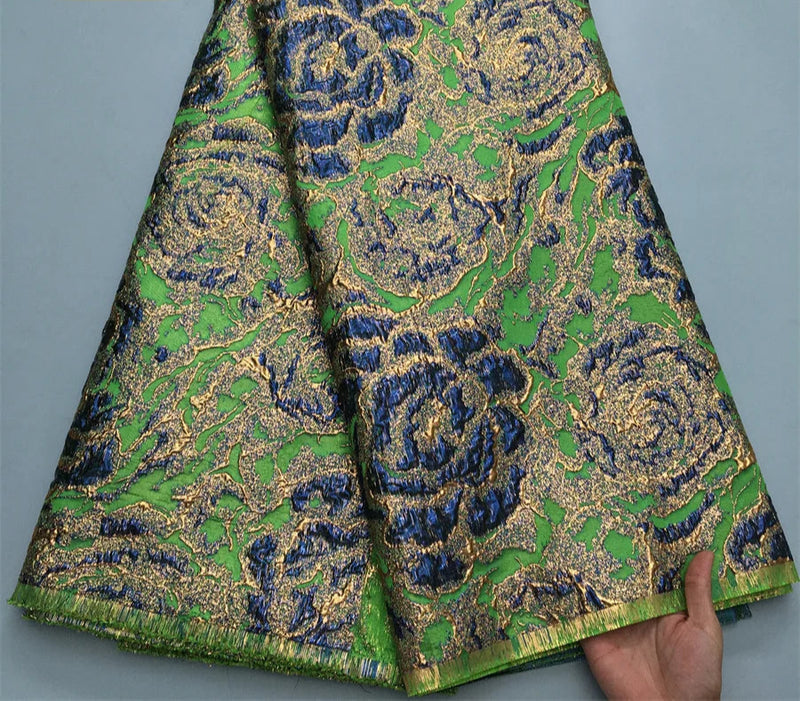 Latest African Jacquard Gilding Lace Nigerian Damask Lace Material Fabric