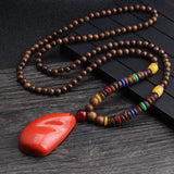 New Nepal Buddhist Mala Wood Beads Pendant & Necklace