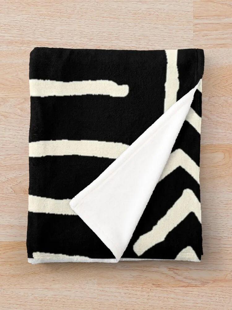 African mud cloth black and white Throw Blanket