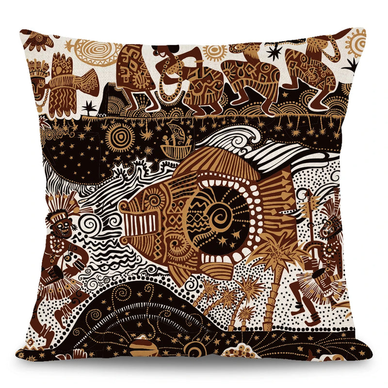 1Pc/4Pc African Style Animal Print Throw Pillowcase African Women Indigenous Female Dancer Pillowcase Home Sofa Cushion Cover