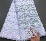 High Quality Nigerian White Mesh Embroidery Lace Fabric