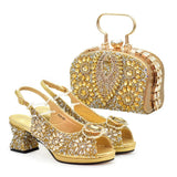 New Rhinestone Nigerian Women Shoes and Bag Set