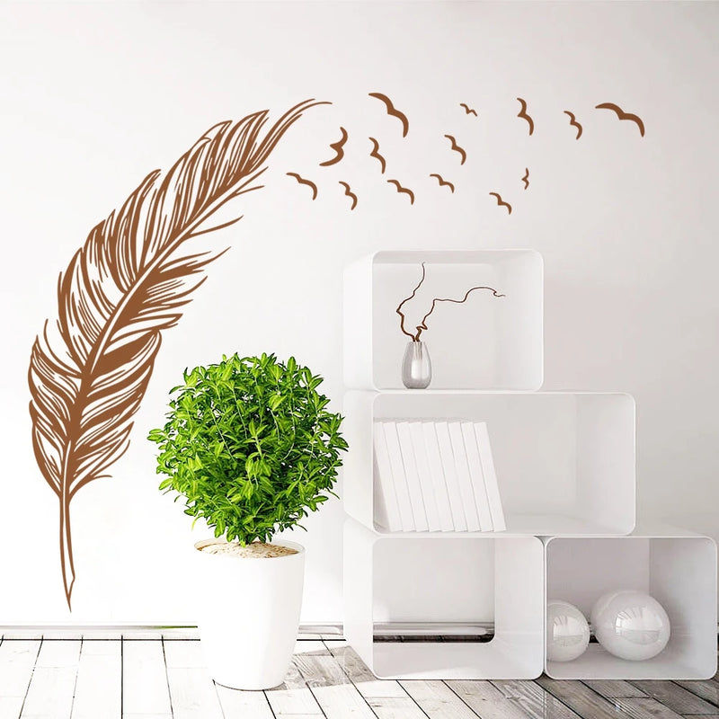 New Creative Birds Flying Feather Wall Sticker