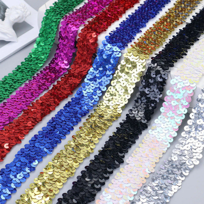 New Elastic Sequin Ribbon Glitter Stretch Trim