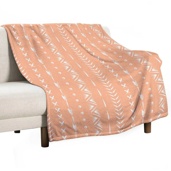 New peach pink and white Throw Blanket