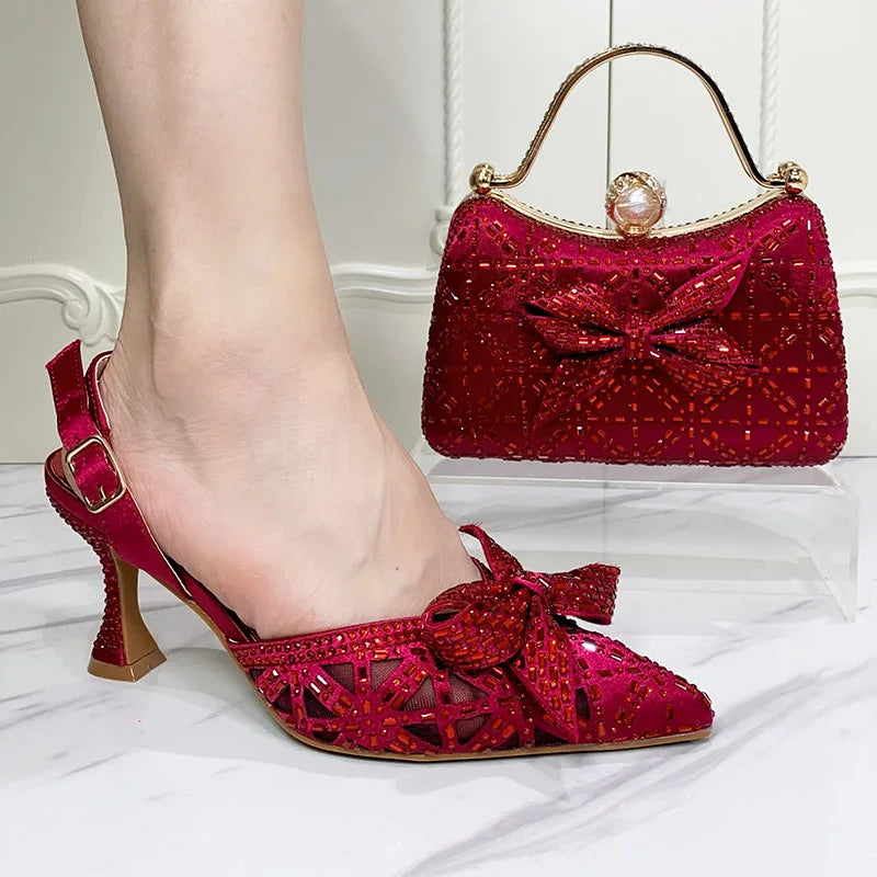 Latest Designers Luxury Italian Party Shoes and Bag Set