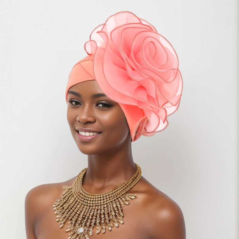 New Exaggerated Large Flower Turban Cap