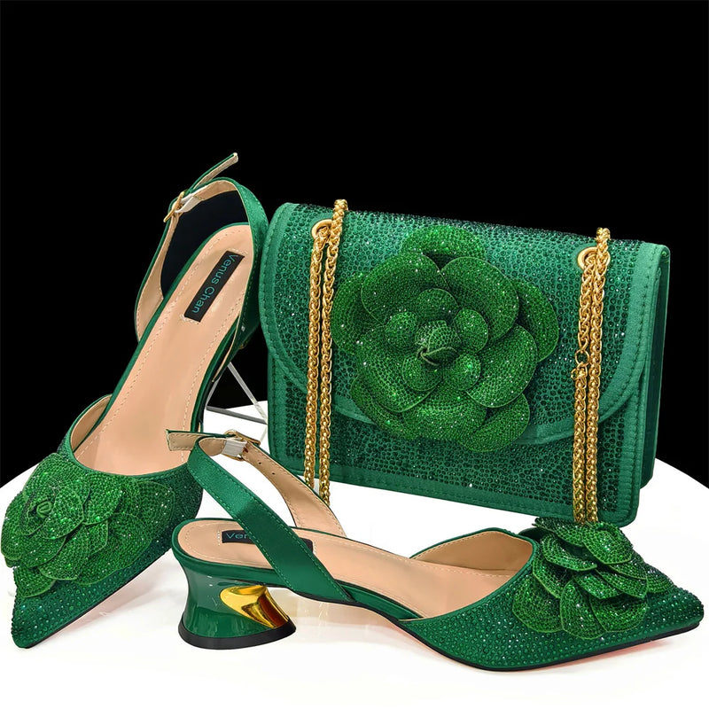 New Arrival African Wedding Shoes and Bag Set