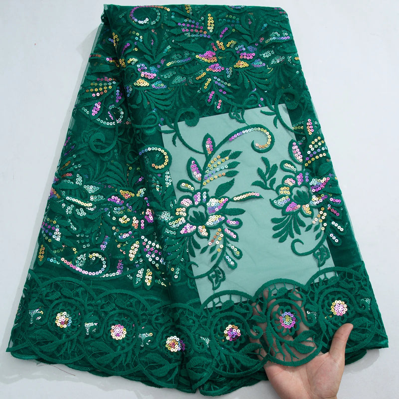 High quality Nigeria  Embroidery Tull Lace Fabric