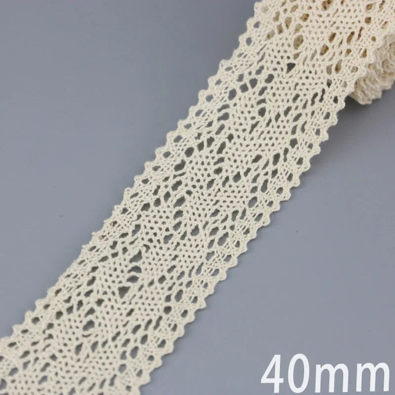 New White Beige Cotton Embroidered Lace