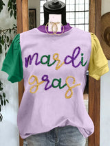 New Elegant Mardi Gras Rope Contrast T-Shirt