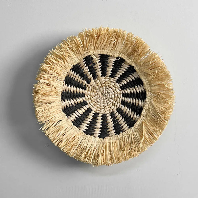 New Boho Straw Rattan Round Basket