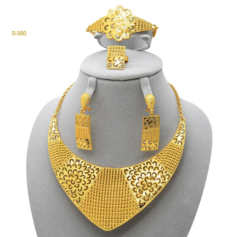 New France Luxury 24k Gold Color Jewelry Set