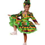 3pcs Set African Kids Gril Dashiki Dress