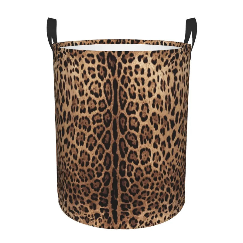 New Custom Leopard Print Laundry Basket