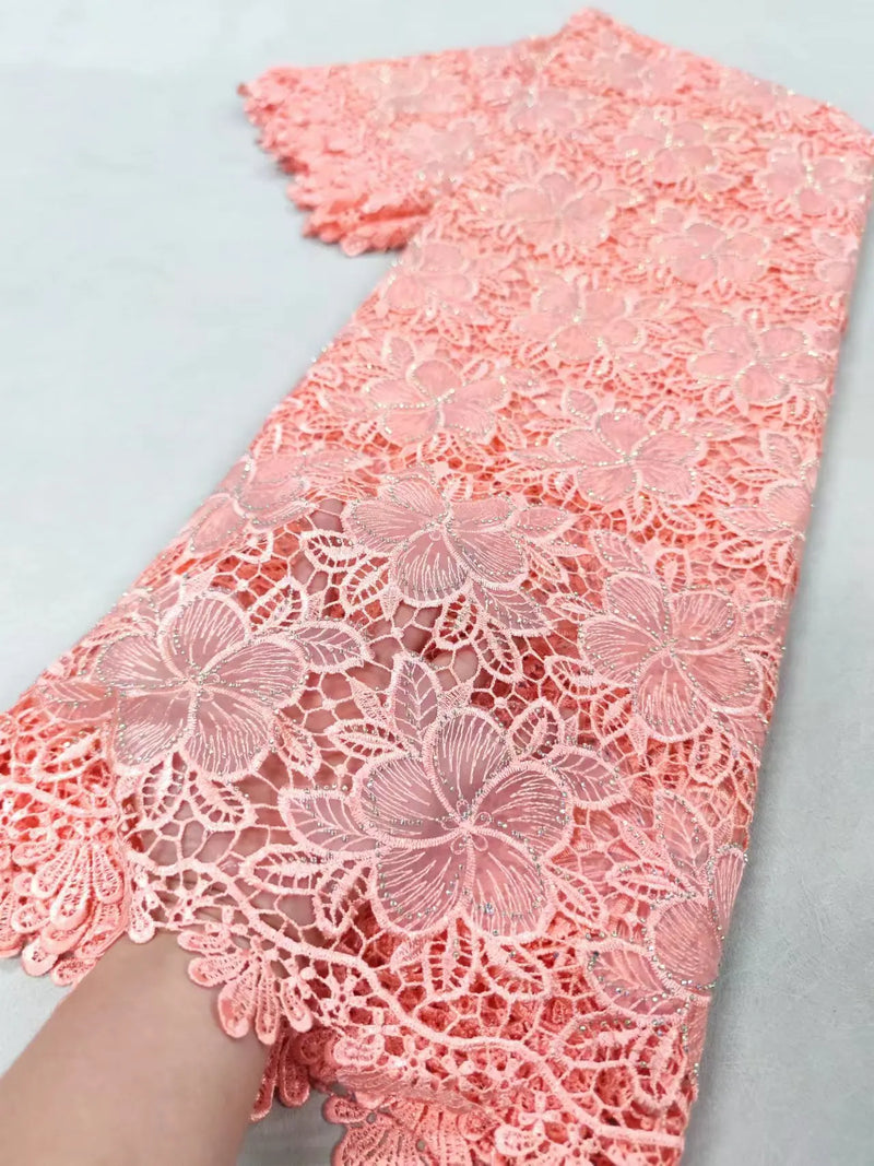 High Quality African NigerianChiffon Cord Lace Fabric