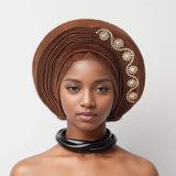 Women Aso Oke Fabric Muslim Headwear