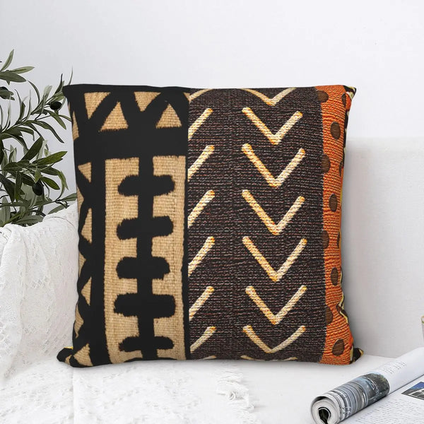 New African Mud Printed Polyester Cushion Cover