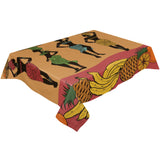 African Women Fruit Basket Ethnic Waterproof Tablecloth