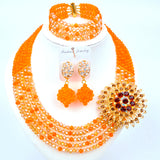 New Crystal Beaded Nigerian Wedding African Beads Jewelry Set