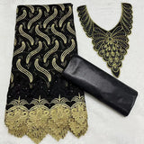 2.5Yards Bazin  Riche + Embroidery Neckline Lace